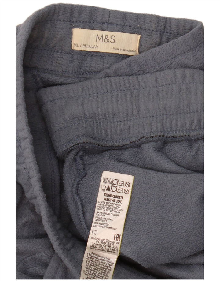 MARKS & SPENCER Mens Fleece Tracksuit Trousers 2XL Blue Polyester