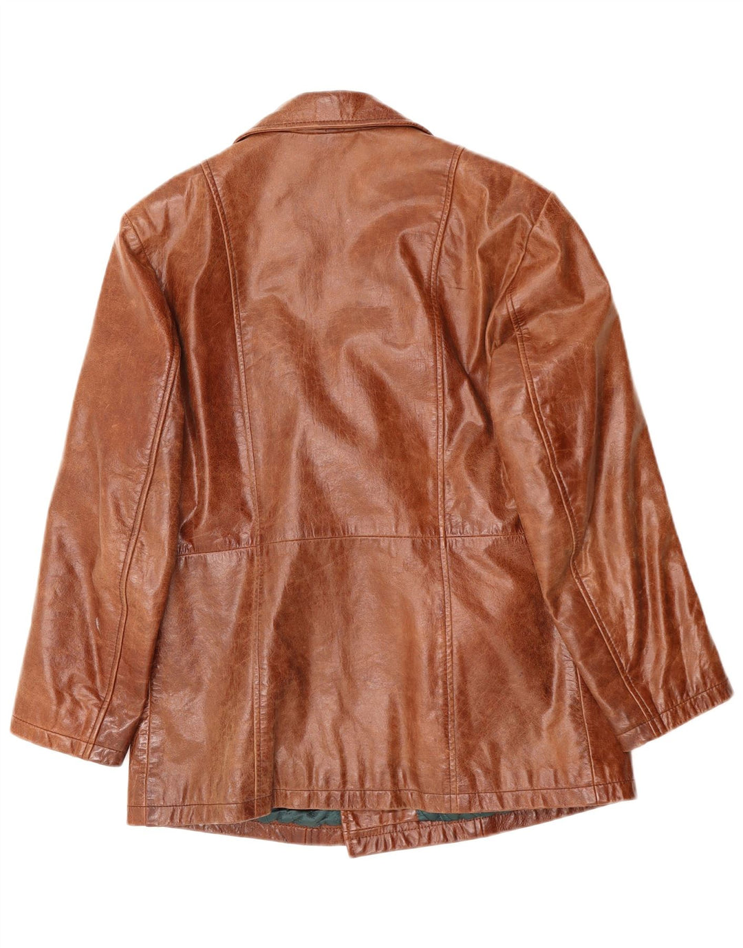 VINTAGE Mens Leather Coat UK 38 Medium Brown Leather