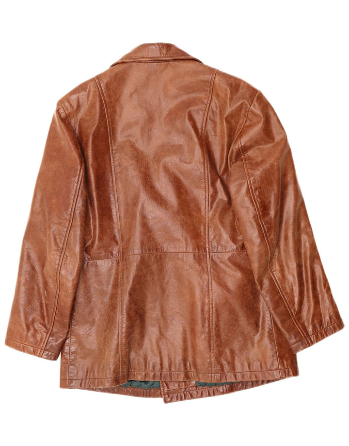 VINTAGE Mens Leather Coat UK 38 Medium Brown Leather