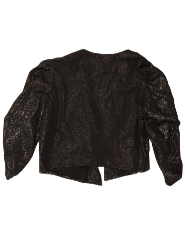 C & A Womens 3/4 Sleeve Bolero Top IT 42 Medium Black Paisley