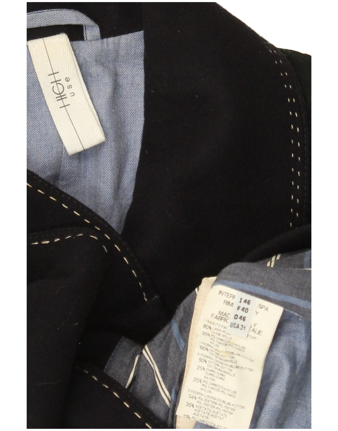 VINTAGE Mens Pea Coat IT 46 Small Navy Blue Wool