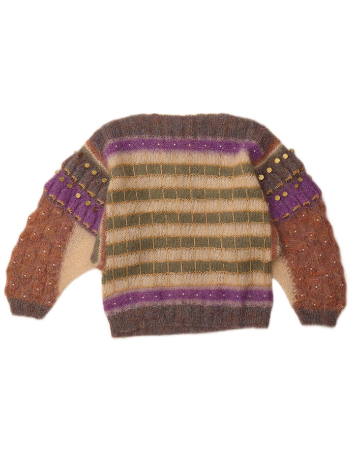 FIONA MACLEOD Womens Boat Neck Jumper Sweater UK 14 Medium Multicoloured