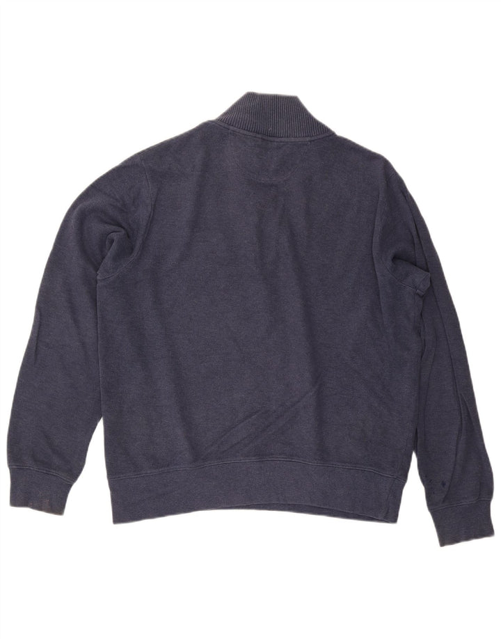 Gant Mens Zip Neck Jumper Sweater Medium Navy Blue Cotton
