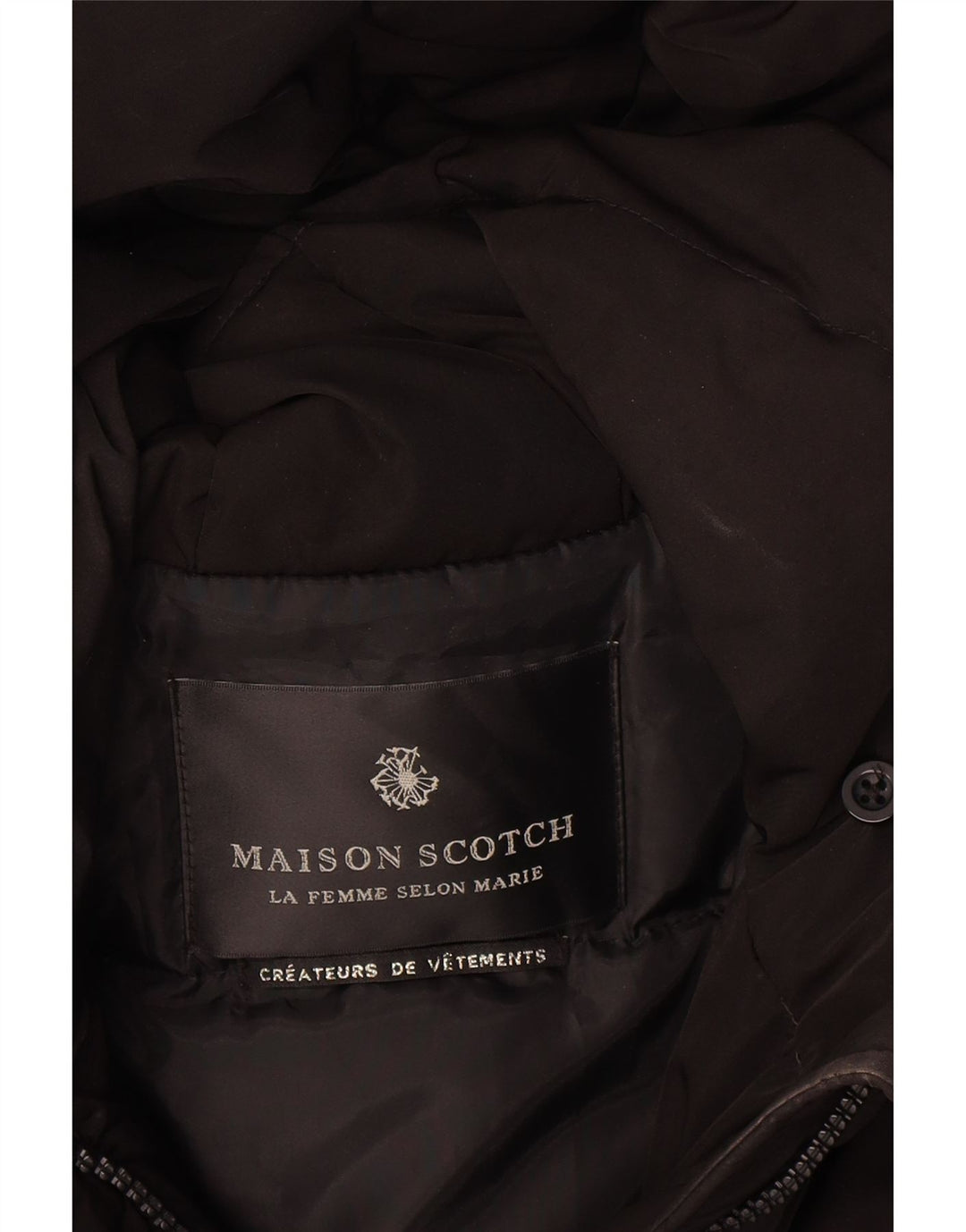 Maison Scotch Womens Hooded Padded Coat UK 14 Medium Black Polyester