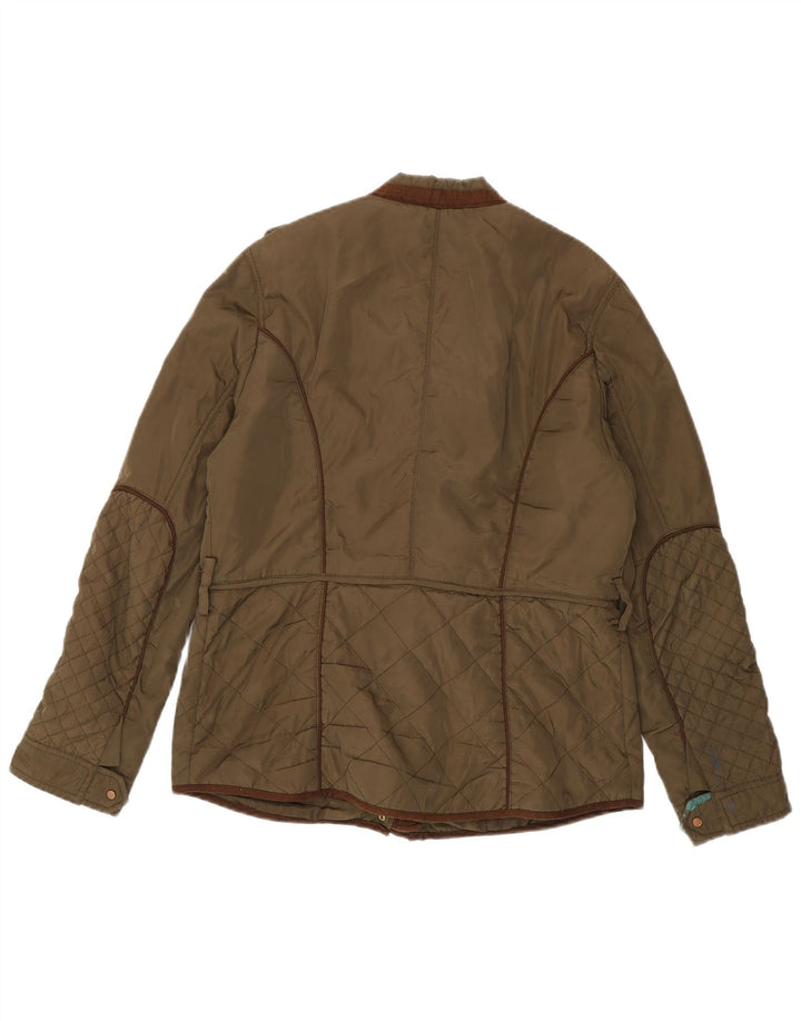 Zara Womens Military Quilted Jacket UK 16 Large Khaki