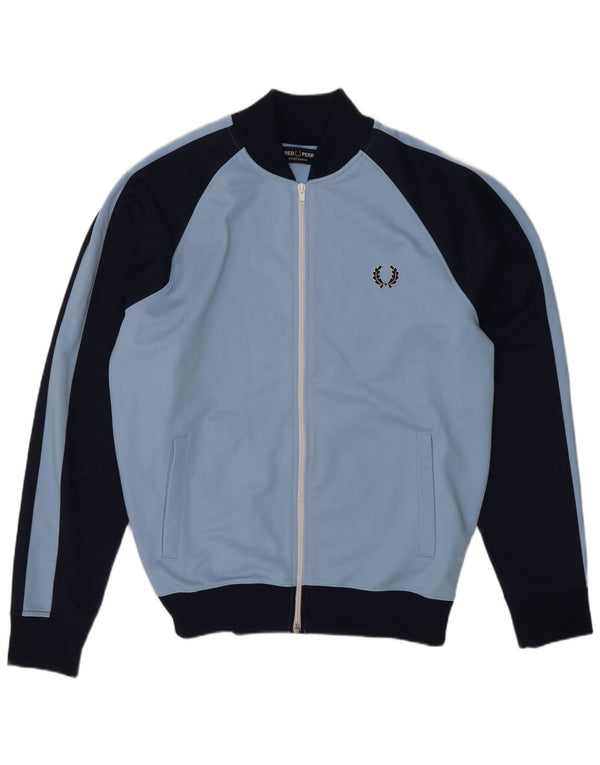 Fred Perry Mens Tracksuit Top Jacket Medium Blue Colourblock Sports