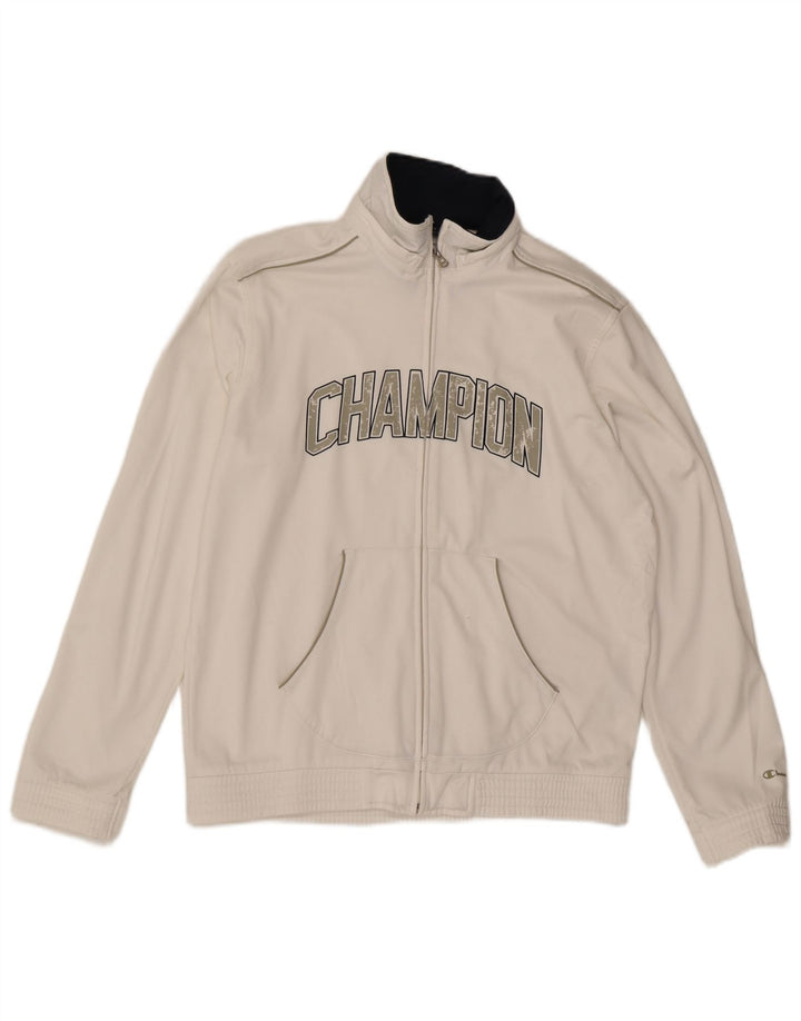 CHAMPION Mens Graphic Tracksuit Top Jacket Medium White Polyester