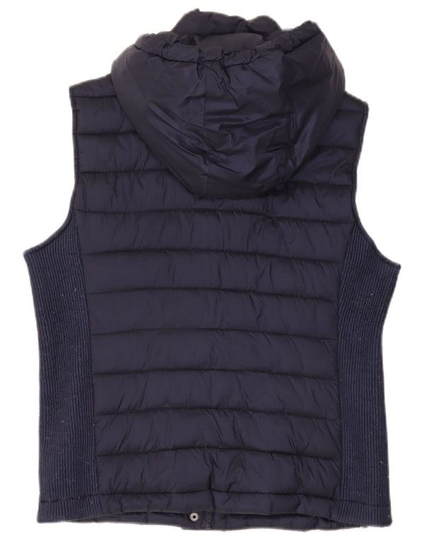 Superdry Womens Hooded Padded Gilet UK 18 XL Navy Blue Nylon