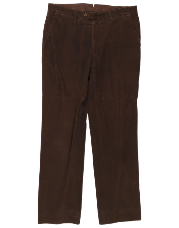 Massimo Dutti Mens Straight Chino Trousers EU 44 Large W34 L31 Brown Cotton