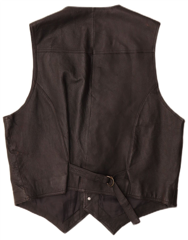 John F Gee Mens Leather Waistcoat EU 52/44 Large Black