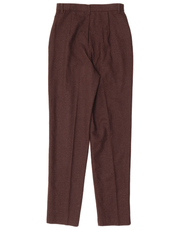 Benetton Womens High Waist Casual Trousers IT 40 Small W24 L30 Brown
