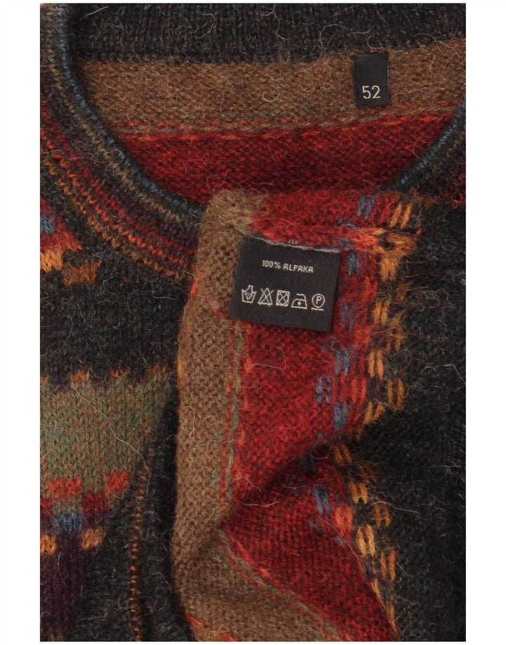 Vintage Mens Crew Neck Jumper Sweater IT 52 Large Multicoloured Striped
