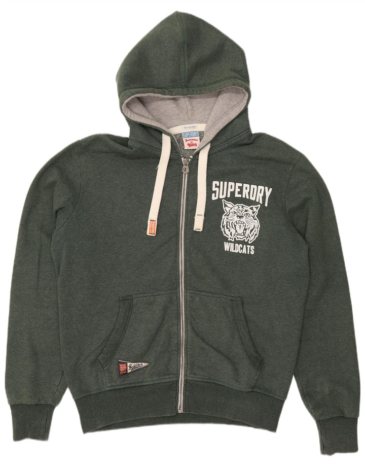 SUPERDRY Mens Graphic Zip Hoodie Sweater 2XL Khaki Polyester