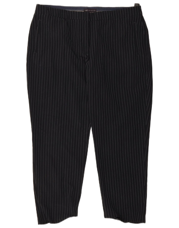 Marks & Spencer Womens Chino Trousers UK 20 2XL W38 L27 Navy Blue Striped