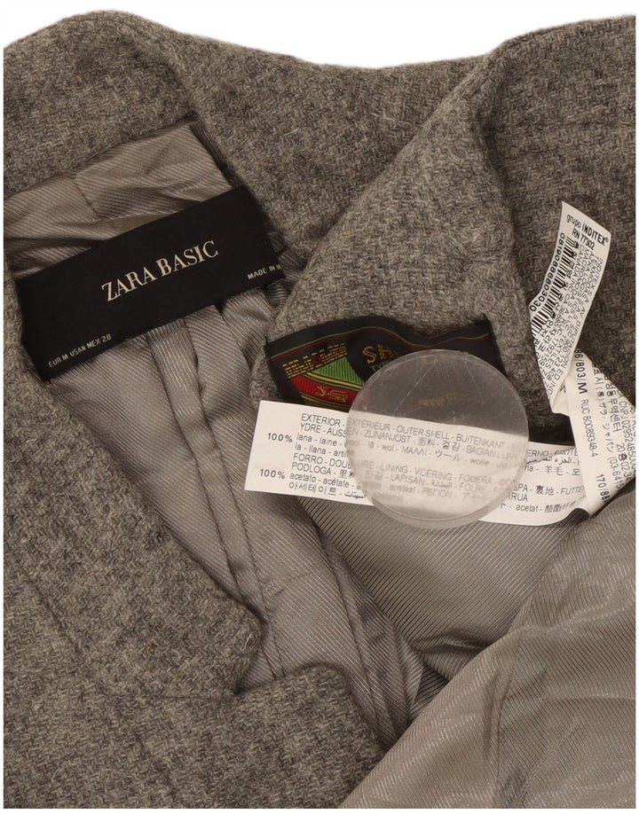 Zara Womens Longline Blazer Jacket UK 12 Medium Grey Wool