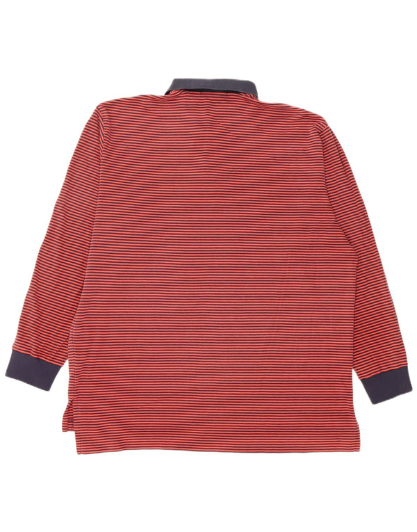 Polo Ralph Lauren Mens Long Sleeve Rugby Polo Shirt XL Red Pinstripe Cotton
