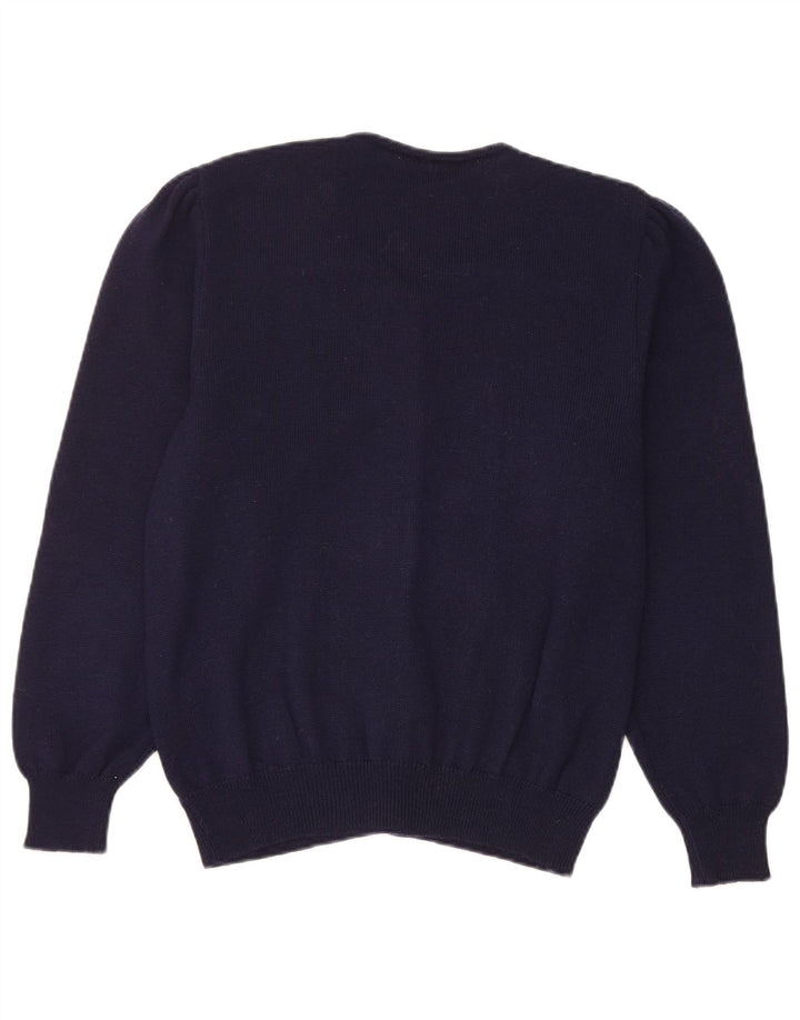 Vintage Womens Cardigan Sweater UK 14 Medium Navy Blue