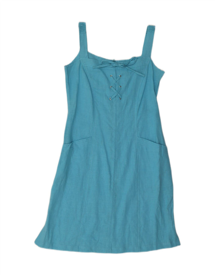 SETTIMOCIELO Womens Sundress IT 42 Medium Turquoise Linen Vintage Settimocielo and Second-Hand Settimocielo from Messina Hembry 