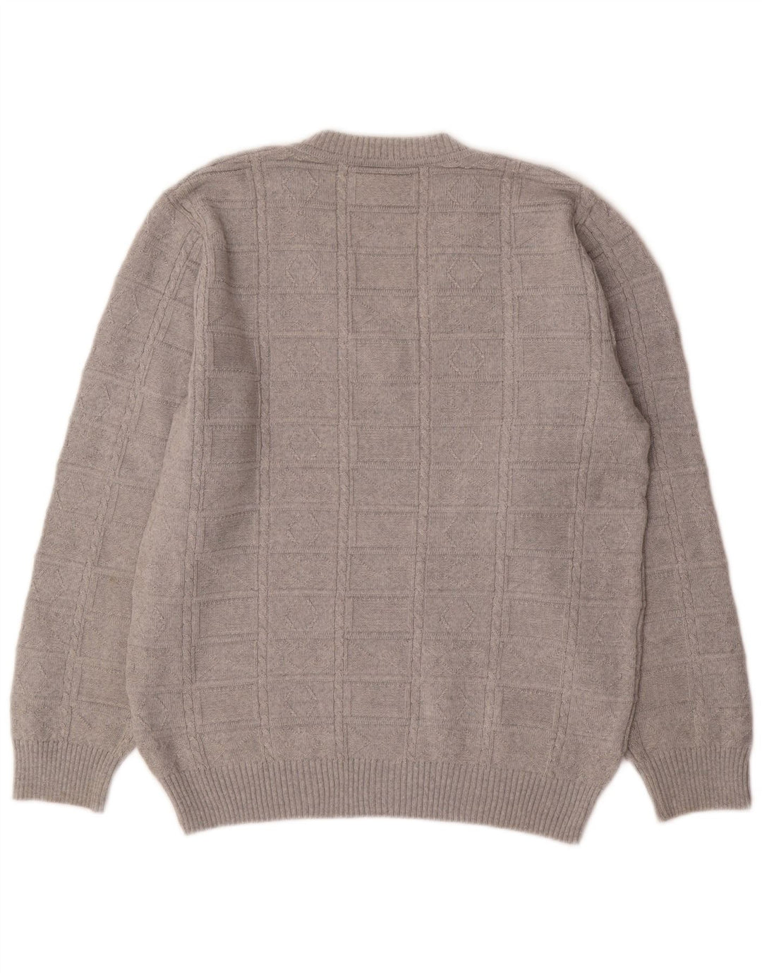 Vintage Mens V-Neck Jumper Sweater IT 50 Medium Grey Polyacrylic