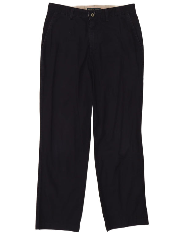Dockers Mens Straight Chino Trousers W32 L29 Navy Blue Cotton
