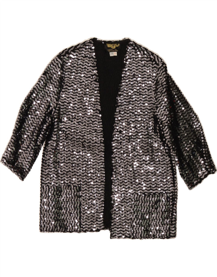 VINTAGE Womens Cardigan Top UK 14 Medium Silver Acetate Vintage Vintage and Second-Hand Vintage from Messina Hembry 