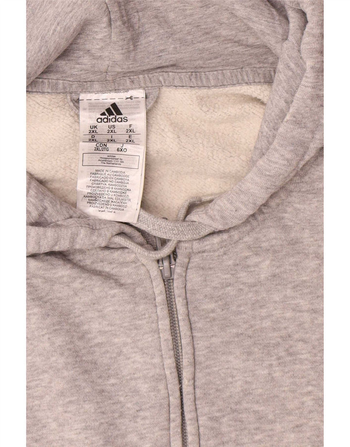 Adidas Mens Zip Hoodie Sweater 2XL Grey
