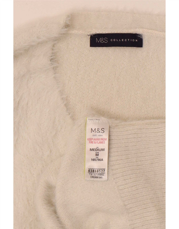 Marks & Spencer Womens V-Neck Jumper Sweater UK 12 Medium Off White