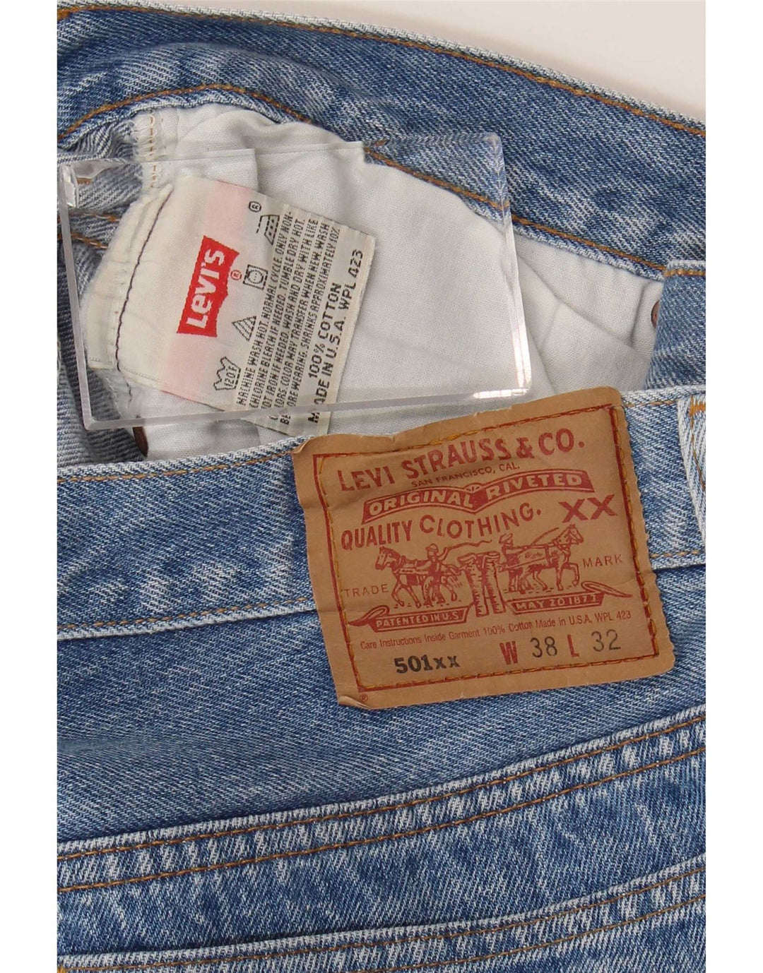 Levi's Mens 501 Straight Jeans W38 L29 Blue Cotton