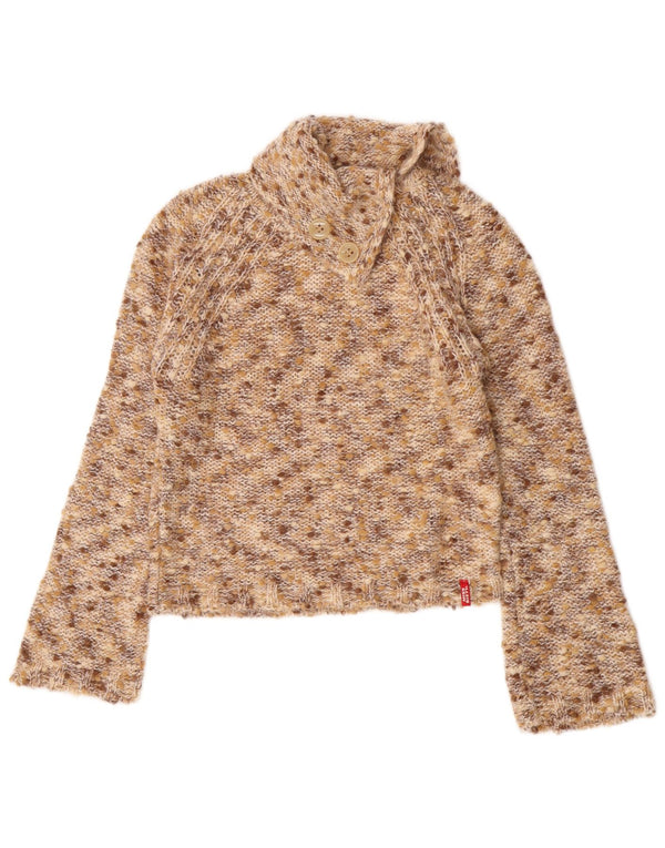 Miss Sixty Womens Crop Roll Neck Jumper Sweater UK 14 Large Brown Flecked