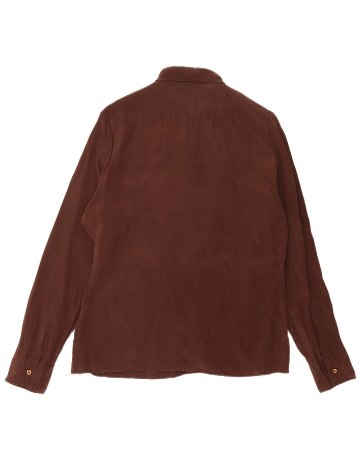 Franck Olivier Womens Shirt IT 44 Medium Brown Silk