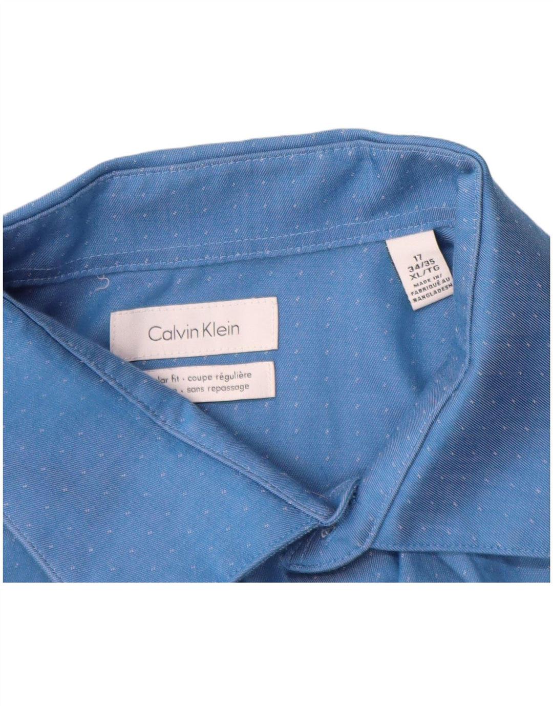 Calvin Klein Mens Regular Fit Shirt Size 17 XL Blue Spotted Cotton
