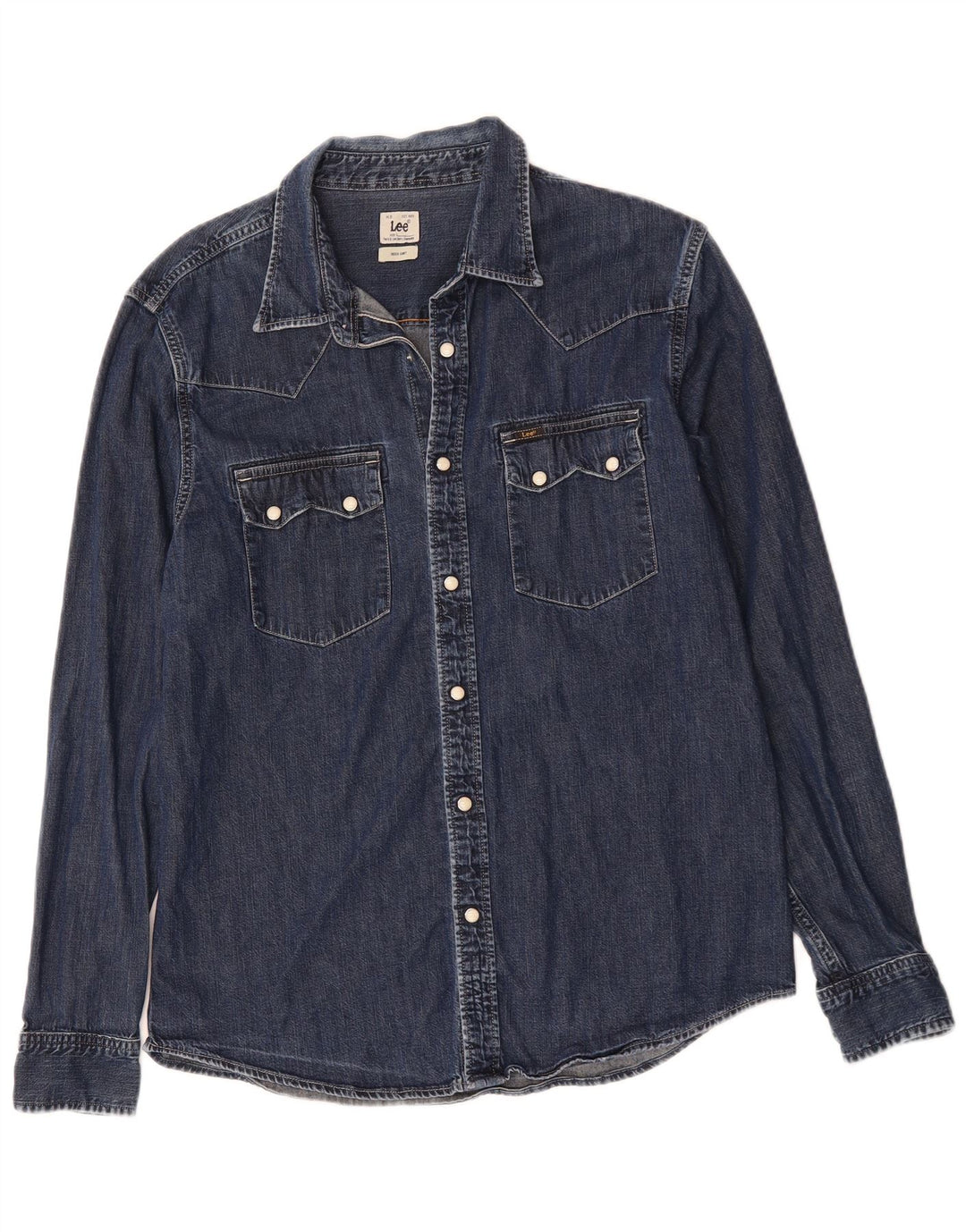 LEE Mens Denim Shirt Large Navy Blue Cotton