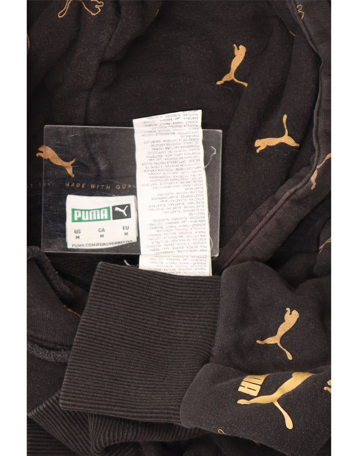 PUMA Mens Graphic Hoodie Jumper Medium Black Cotton