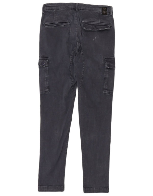 REPLAY Mens Jaan Cargo Slim Jeans W30 L30 Navy Blue Cotton