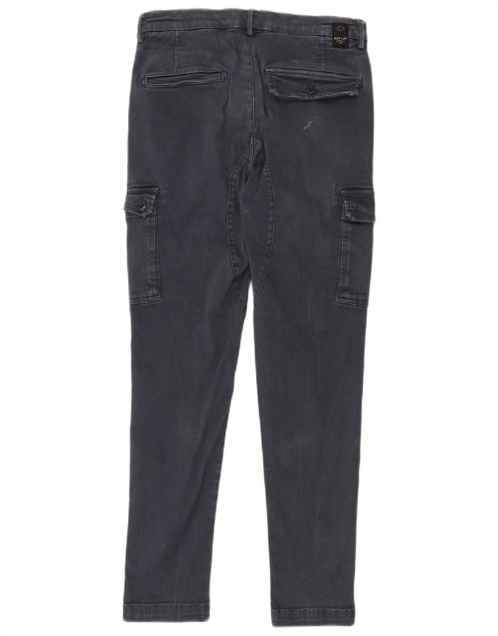 REPLAY Mens Jaan Cargo Slim Jeans W30 L30 Navy Blue Cotton