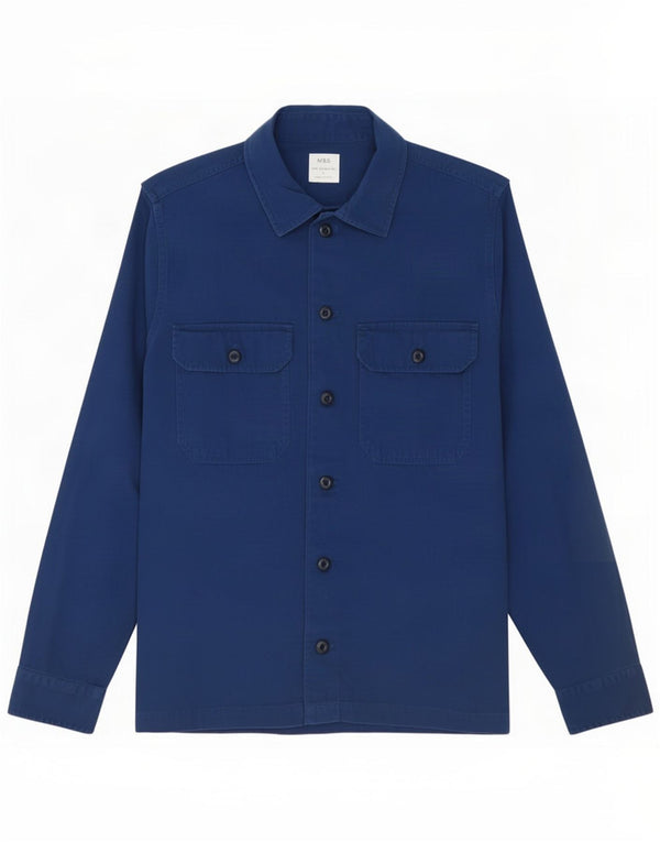Marks & Spencer Mens Overshirt Shirt Large Navy Blue Cotton