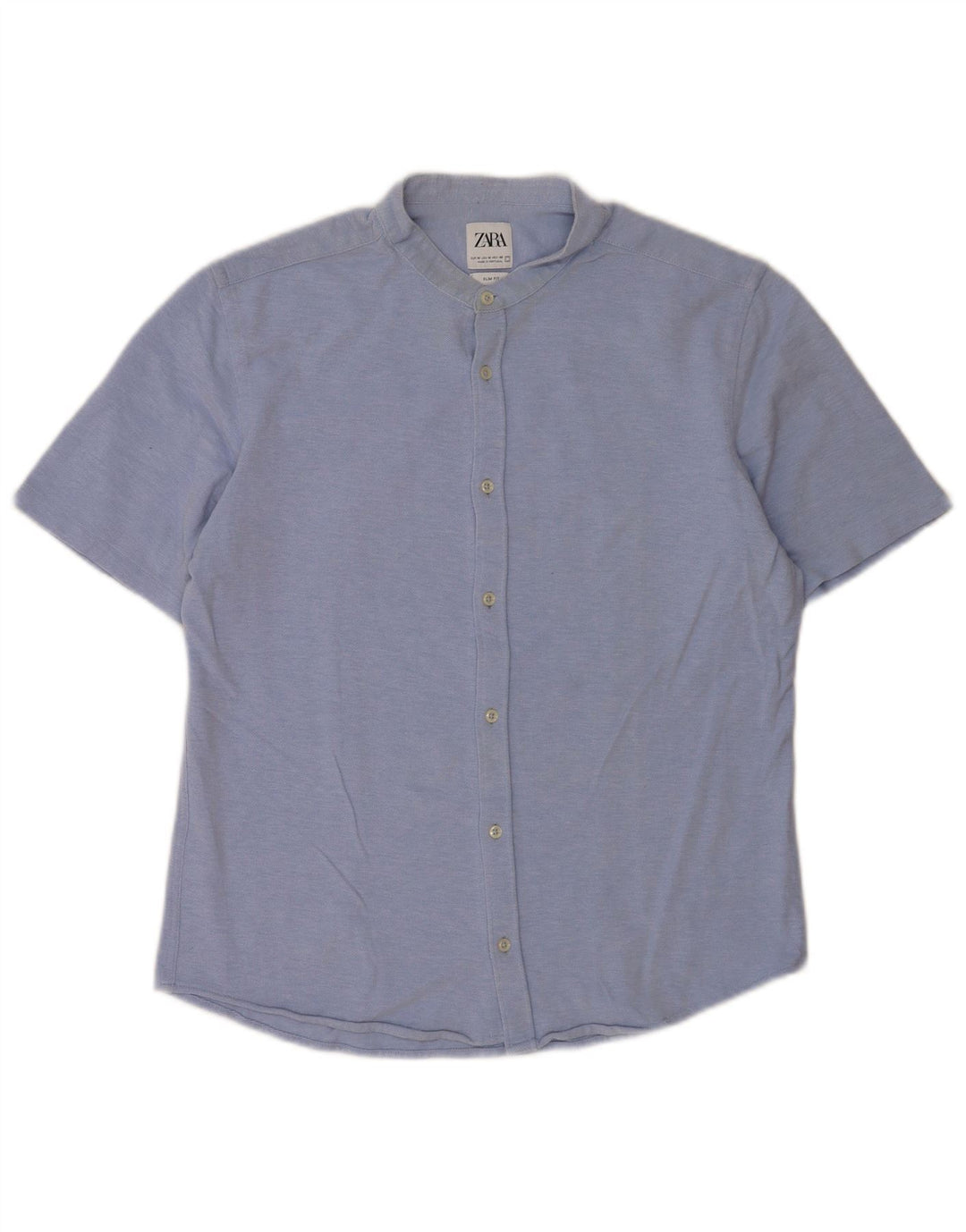 Zara Mens Short Sleeve Slim Fit Shirt Medium Blue