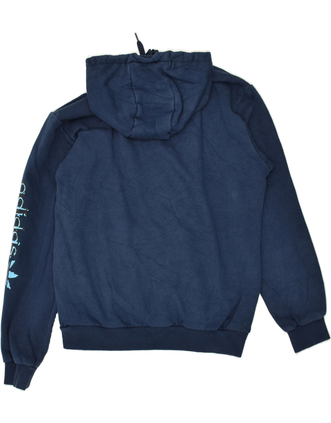 ADIDAS Mens Graphic Hoodie Jumper Medium Navy Blue Polyester