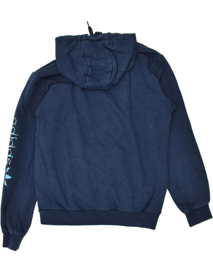 ADIDAS Mens Graphic Hoodie Jumper Medium Navy Blue Polyester