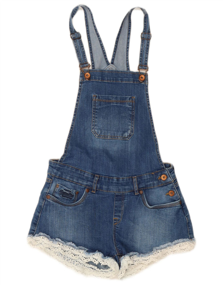 SUPERDRY Womens Dungarees Denim Shorts XS W25 Blue Cotton