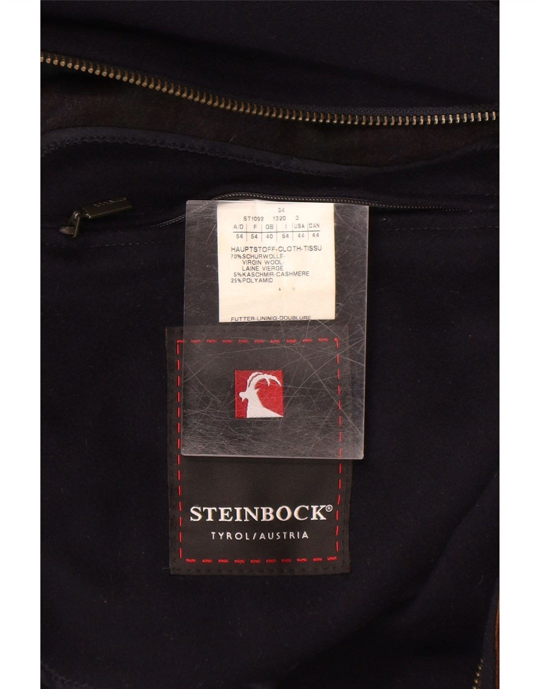 Steinbock Mens Overcoat UK 40 Large Navy Blue Wool
