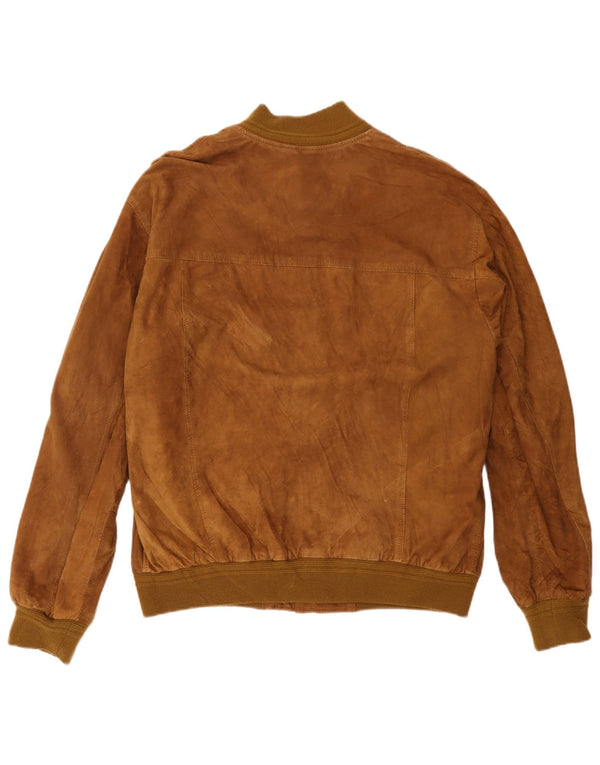 VINTAGE Mens Suede Bomber Jacket UK 42 XL Brown Leather