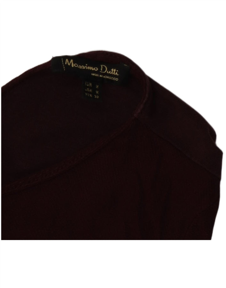 Massimo Dutti Womens Top Long Sleeve UK 12 Medium Burgundy