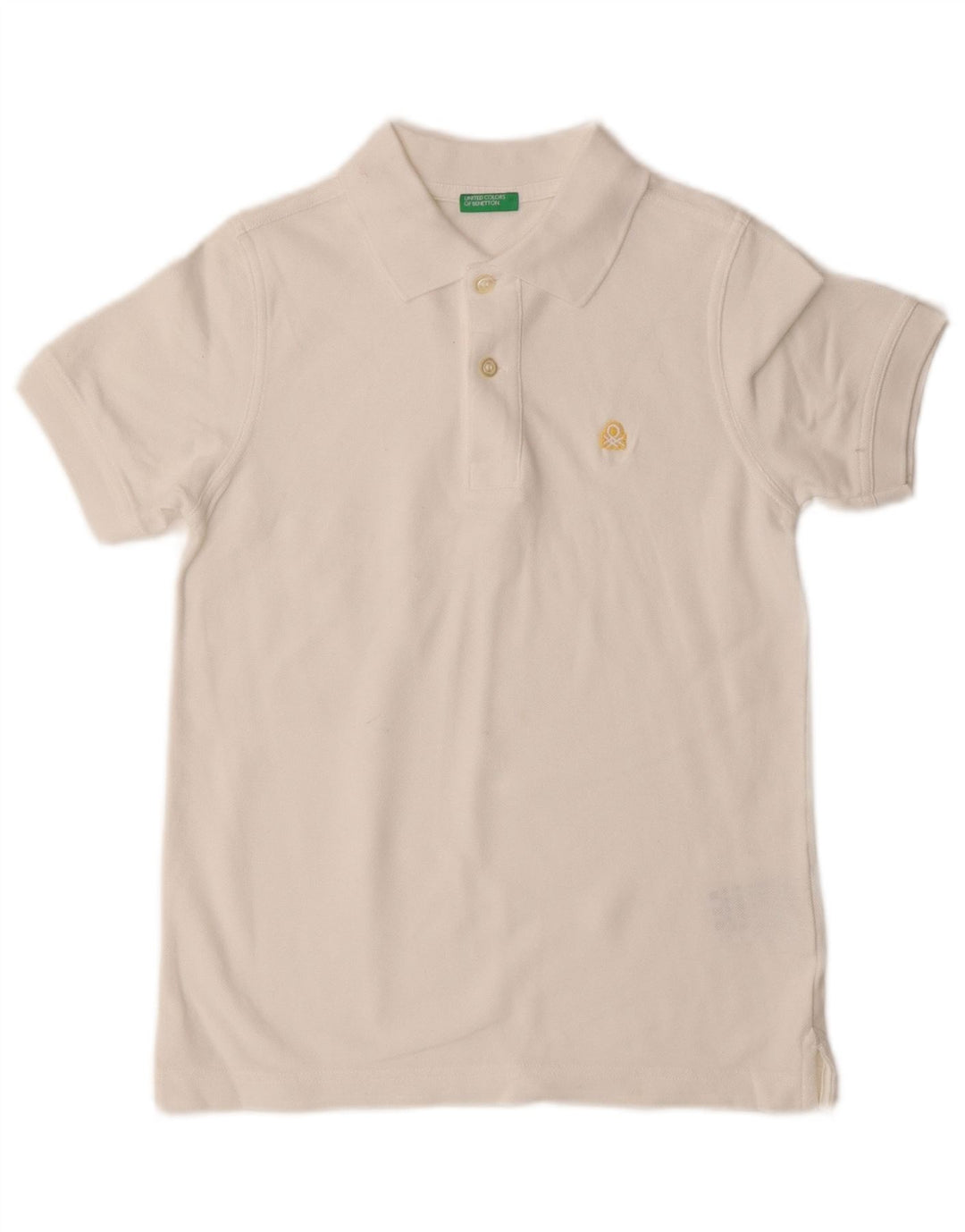 Benetton Boys Polo Shirt 7-8 Years Medium  White Cotton