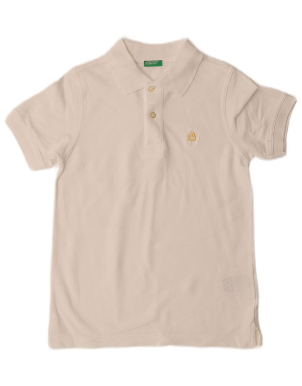 Benetton Boys Polo Shirt 7-8 Years Medium  White Cotton