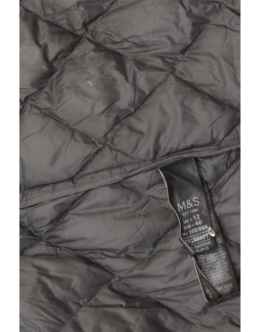 Marks & Spencer Womens Quilted Overcoat UK 12 Medium Grey Polyamide
