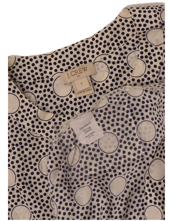 J. CREW Womens Sleeveless Blouse Top US 4 Small White Polka Dot Polyester