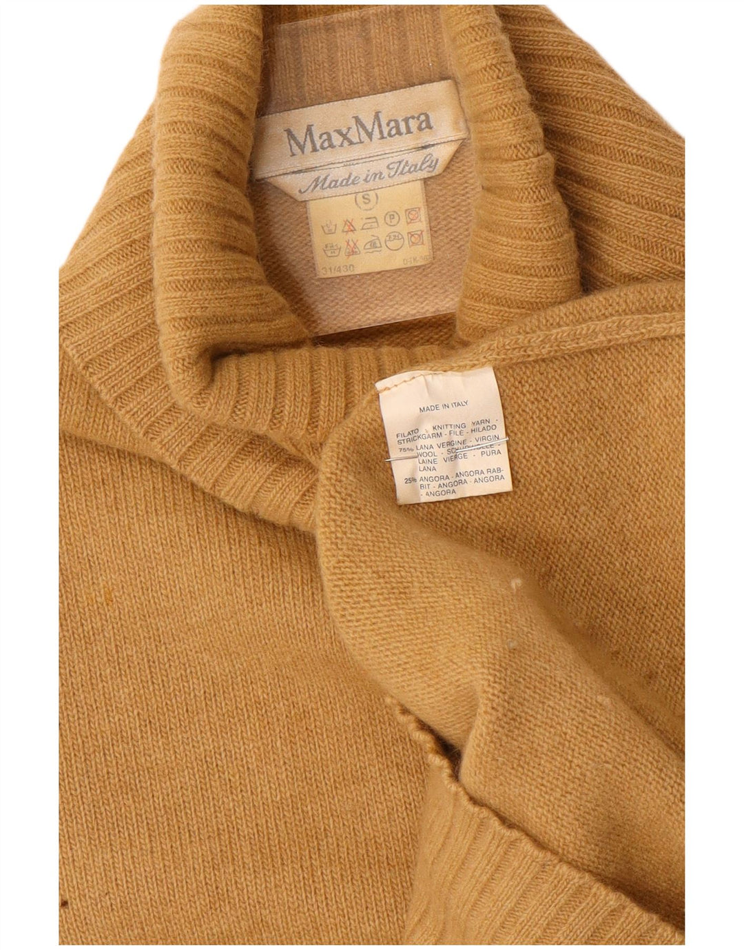 MAX MARA Womens Oversized Roll Neck Jumper Sweater UK 10 Small Brown Wool