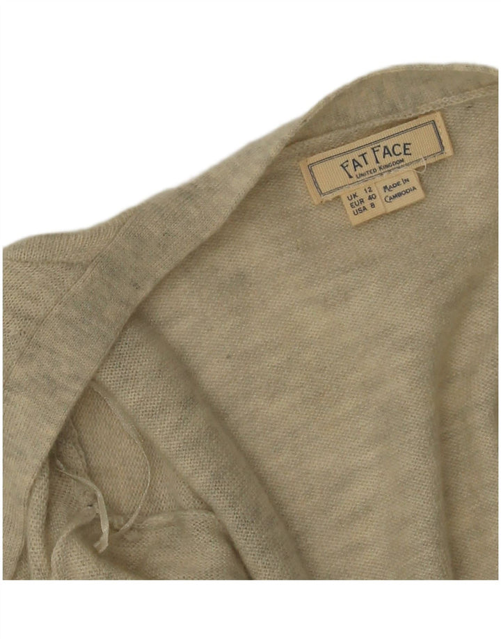 Fat Face Womens Longline Open Cardigan Sweater UK 12 Medium Grey Wool