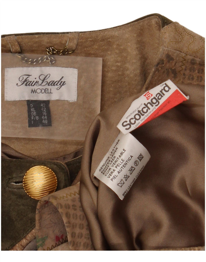 Fair Lady Womens Oversized Overcoat UK 16 Large Beige Patchwork Leather